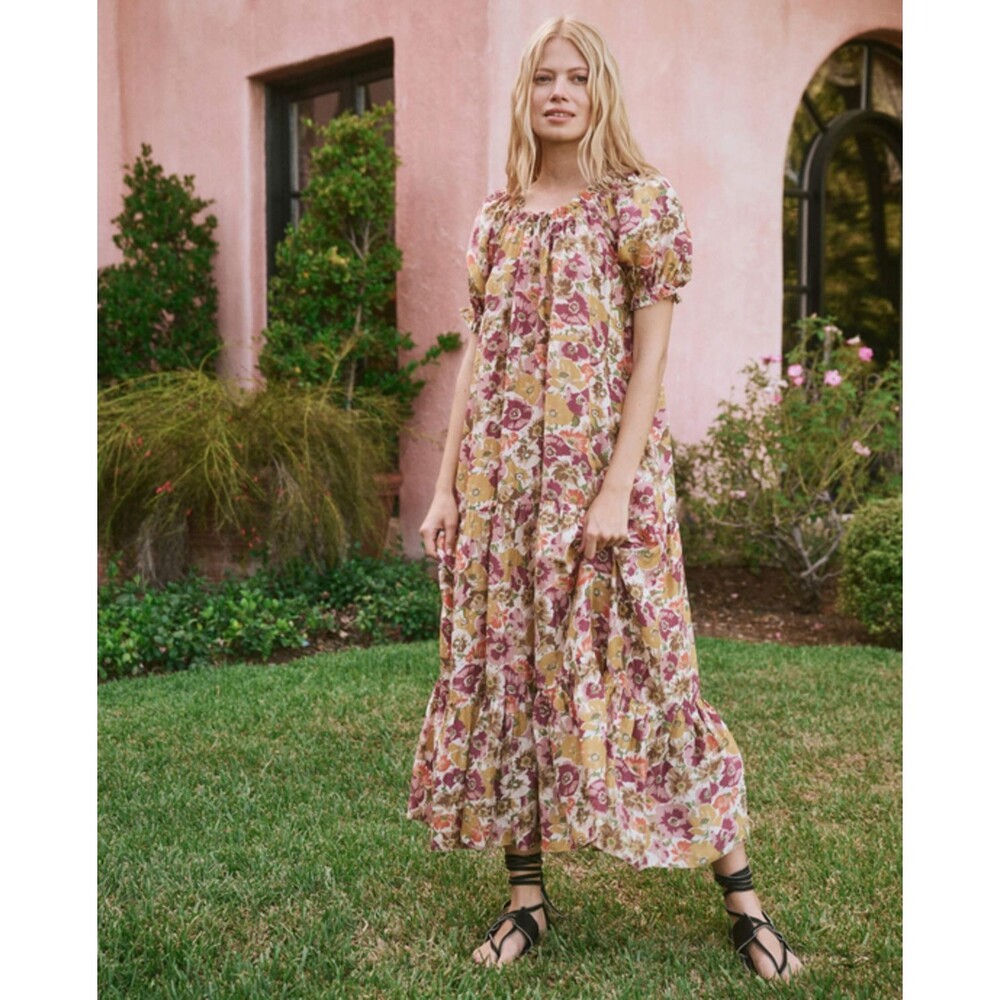 The Great The Chateau Dress Cottaagecore Floral Print Ruffle Size 1 Small